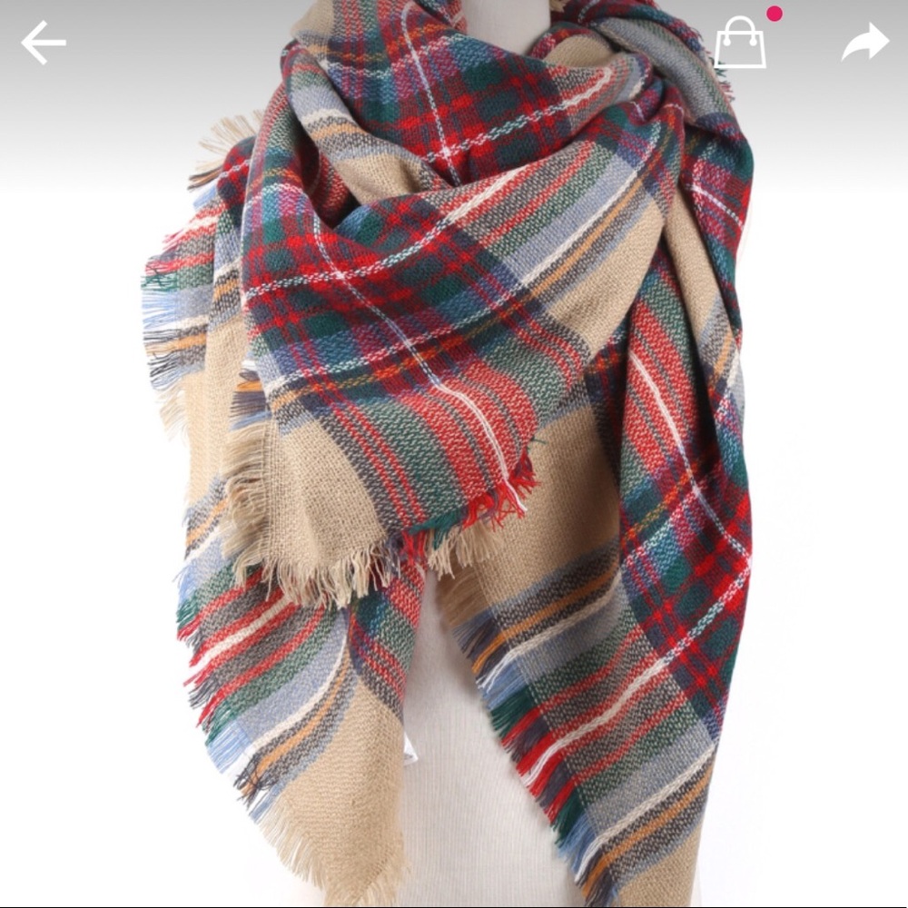 Plaid wrap , shall scarf see 4 - Picture 3 of 3